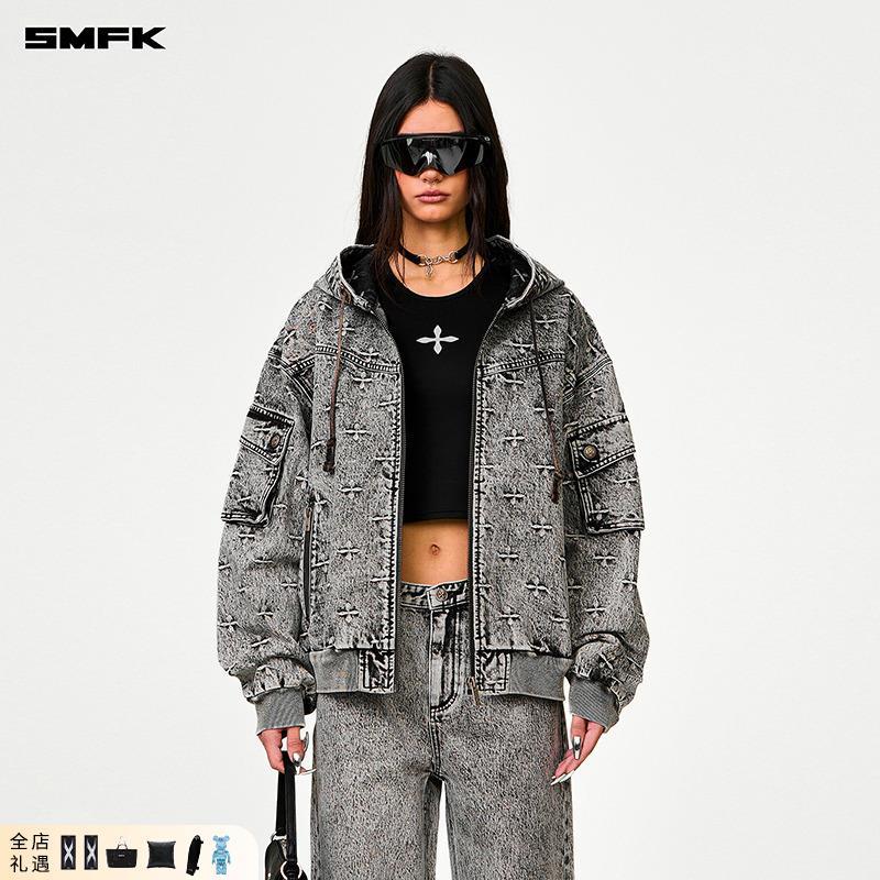 SMFK风暴花园阔身牛仔帽衫