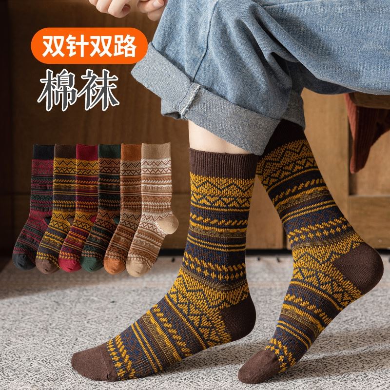 秋冬季复古民族风中筒堆堆袜ins美拉德风韩式潮流搭配小皮鞋袜子