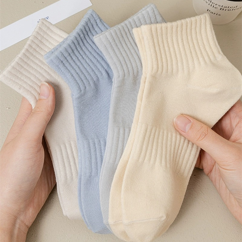 春夏款女中短筒袜日系百搭短袜春秋纯色棉质中筒ins潮糖果色网红
