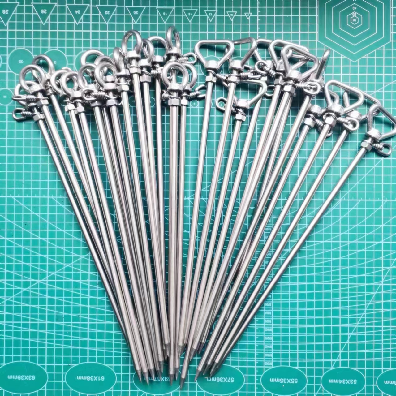 304不锈钢风筝地桩帐篷钓鱼伞防风地钉活鱼扣地插360度旋转拴狗桩