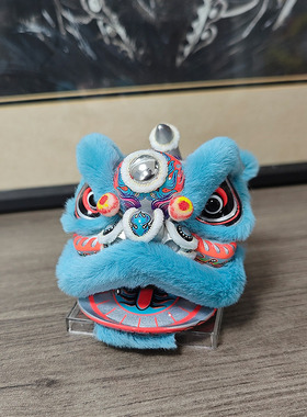 醒狮车摆件雄狮少年礼品卡通国潮新品舞狮手板