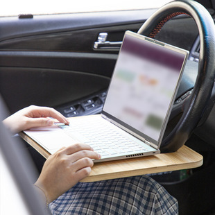 竹制车载方向盘餐桌笔记本电脑桌托盘桌板车载杯架托盘置物架