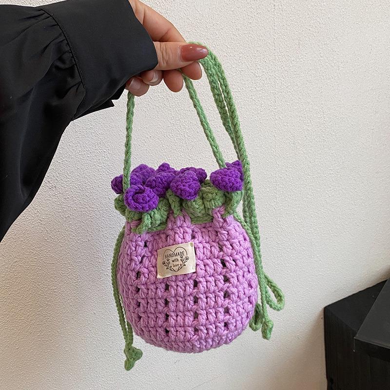 玫瑰花手工编织包材料毛线