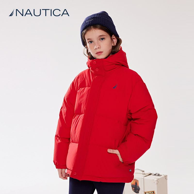 NAUTICA/诺帝卡童装 男童女童羽绒服秋冬季儿童面包服外套白鸭绒