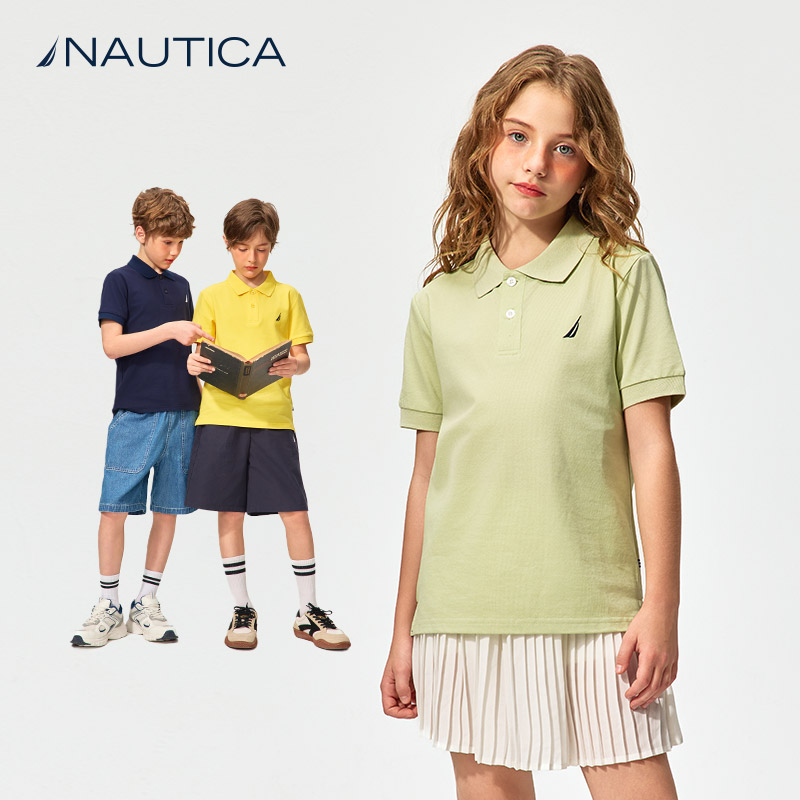 nautica男童短袖polo纯棉洋气