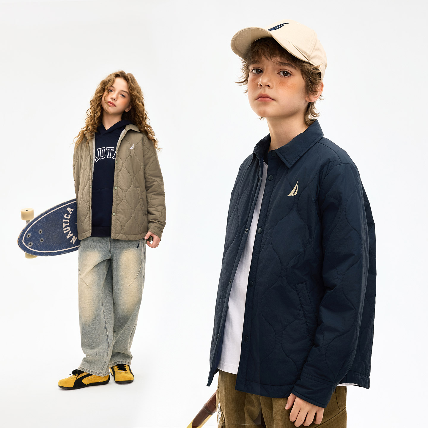 NAUTICA/诺帝卡童装男女童轻暖衬衫棉服外套秋冬保暖儿童棉衣外套