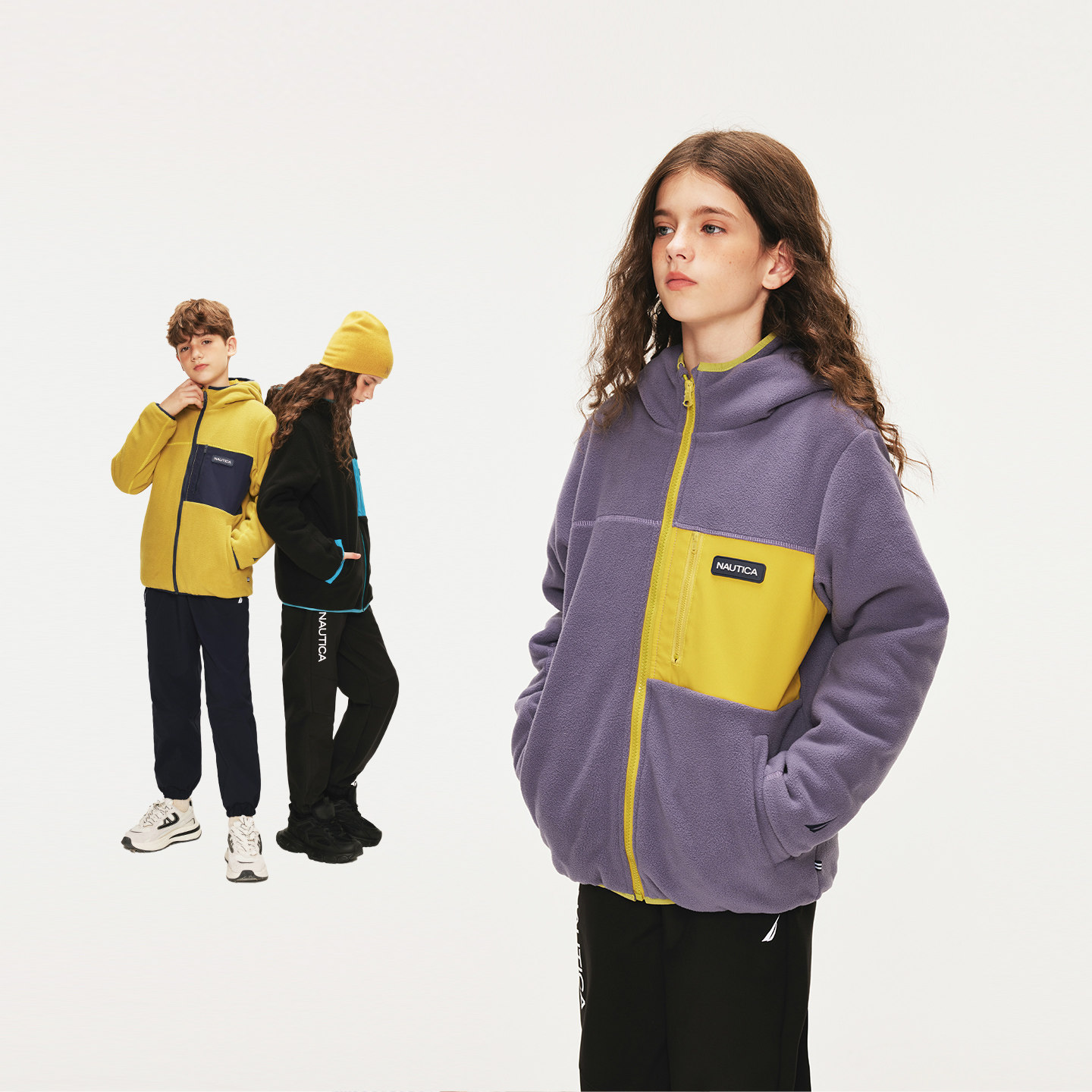 NAUTICA/诺帝卡童装 男童女童棉服秋冬季儿童抓绒摇粒绒外套加厚