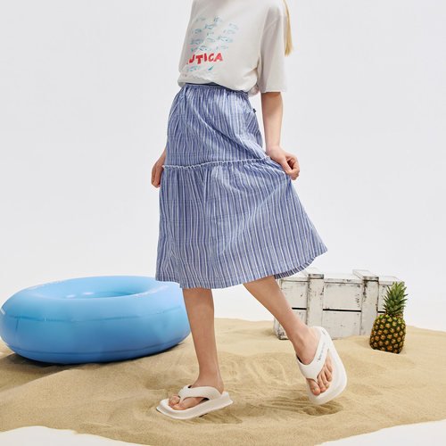 NAUTICA/诺帝卡童装女童半身裙夏季新款女孩条纹伞裙长裙儿童裙子