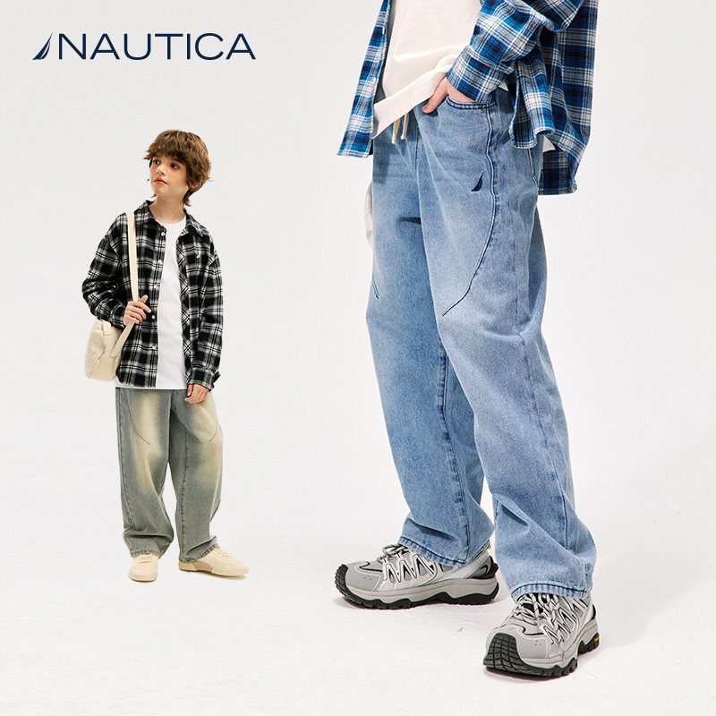 NAUTICA/诺帝卡童装 男女童长裤2025年春秋季儿童水洗牛仔裤时尚