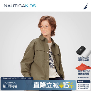 NAUTICA童装 新品 外套儿童户外露营外穿 2024春季 男童女童衬衫