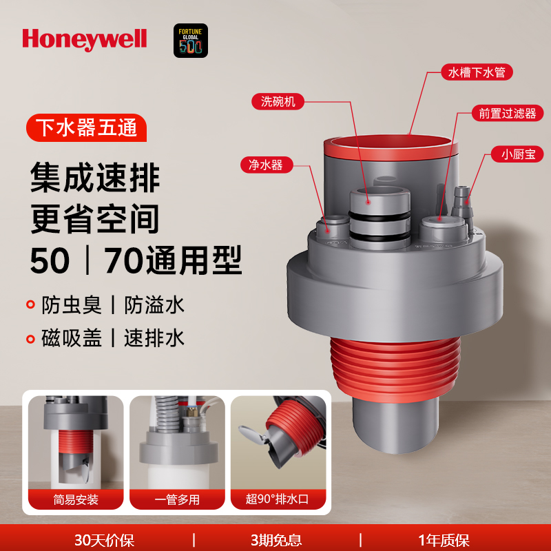 厨房下水管五通集成下水器