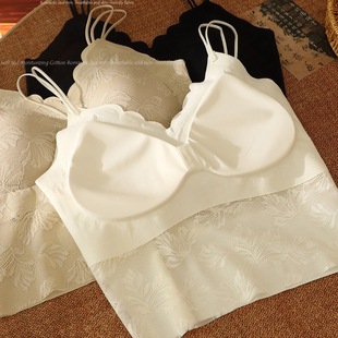 背心女士吊带蕾丝带胸垫文胸一体式冰丝无痕美背2026夏季新款内衣