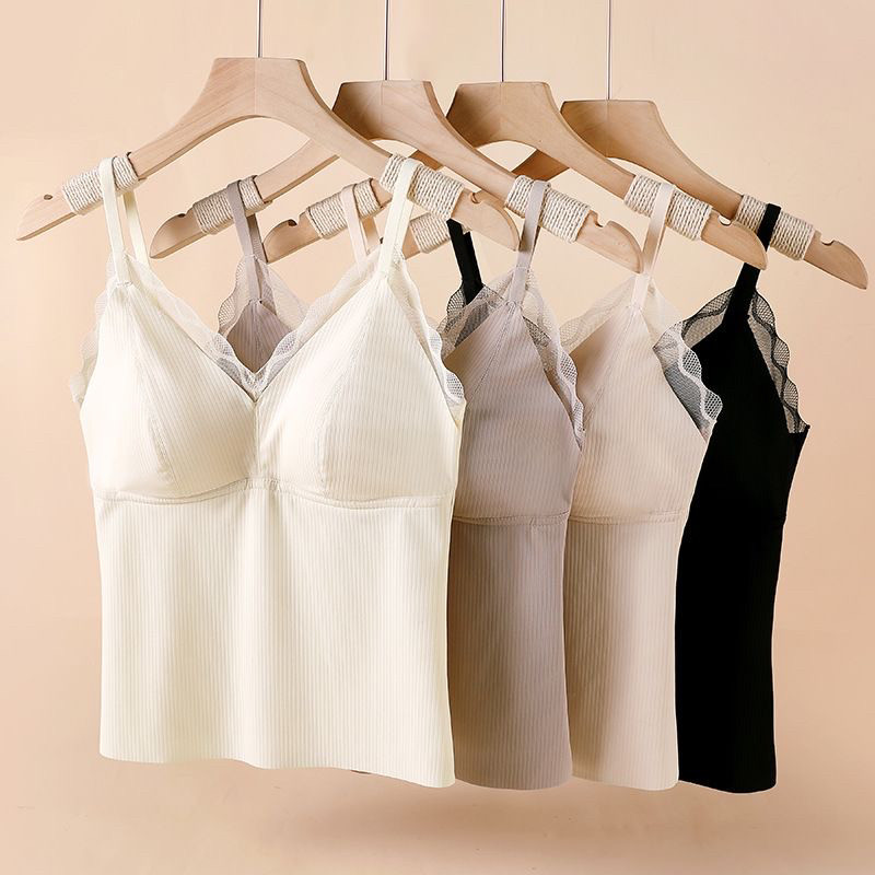 蕾丝美背吊带小背心女外穿薄款一体式长款内衣打底内搭抹胸上衣