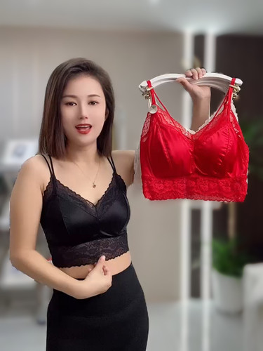 美背法式纯欲文胸蕾丝性感美背抹胸内搭短款固定杯防走光吊带内衣