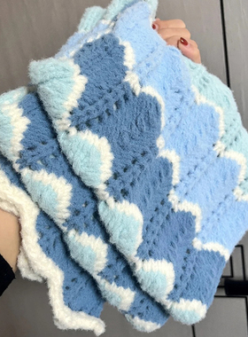 棉花糖渐变围巾材料包手工编织diy波浪渐层钩织自制礼物送男女友
