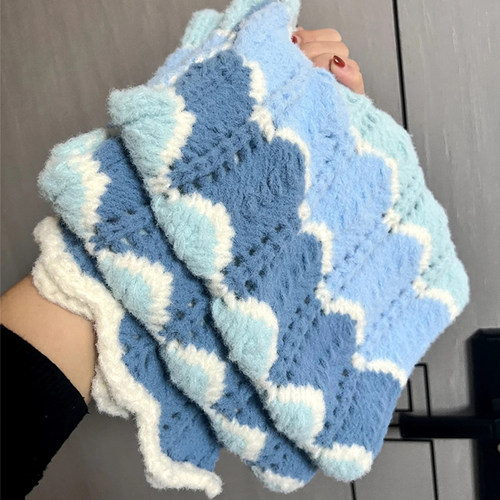 波浪渐层棉花糖渐变围巾材料包