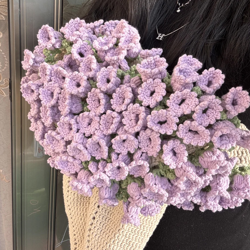 手工编织玫瑰花束毯子diy毛线