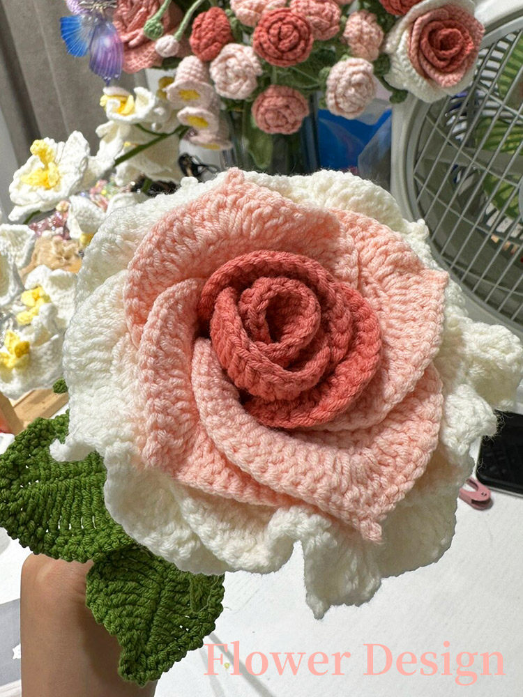 THAI ROSE WEAVING WOOLEN BOUQUET CROCHET HANDMADE DIY ROSE MATERIAL PACKAGE CROCHET HAND BOUQUET FINISHED PRODUCT