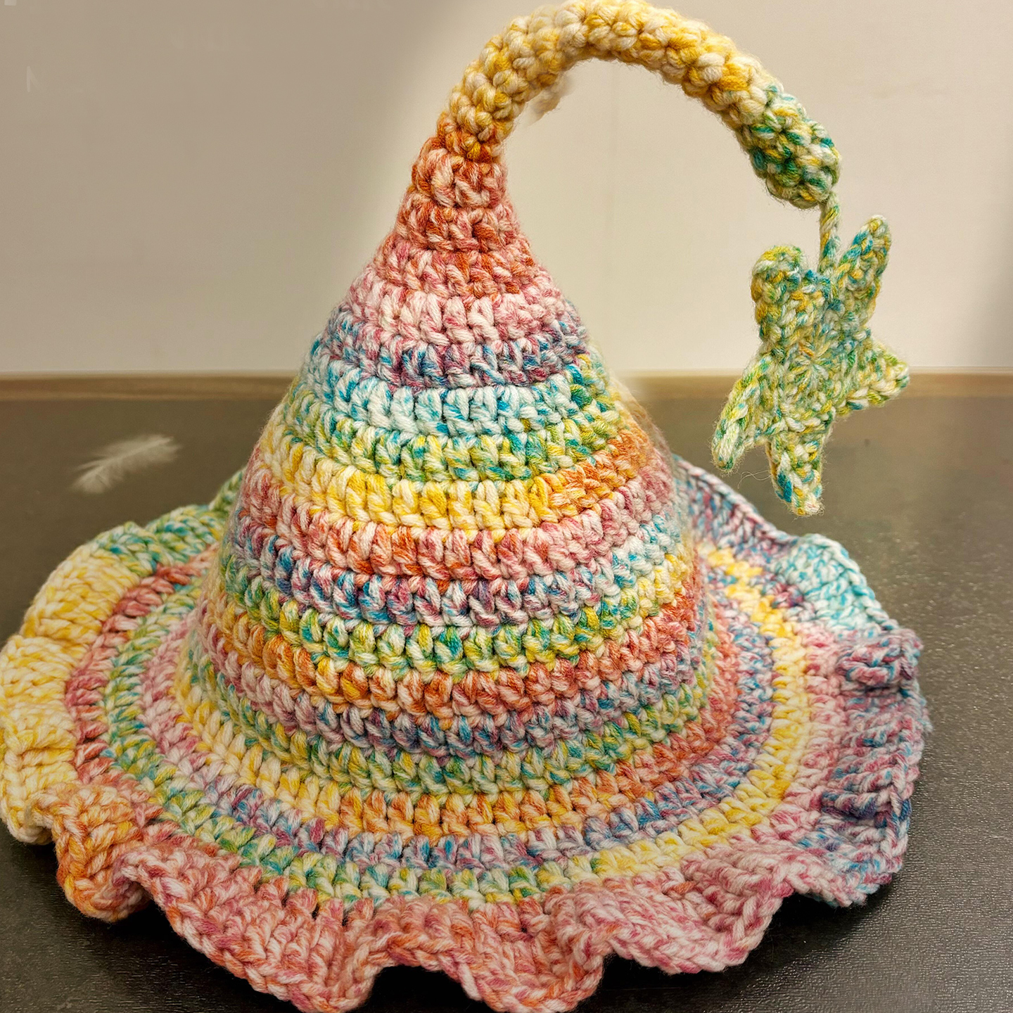 雪妃尔4股手编线手工diy精灵帽