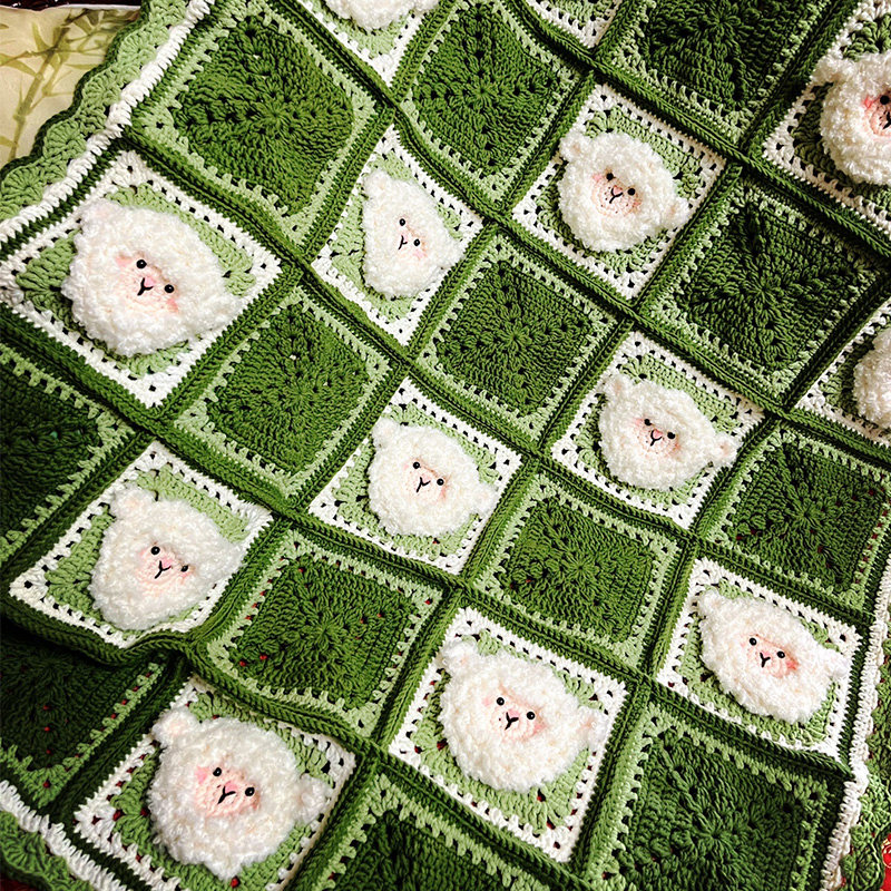 HANDMADE LAMB BLANKET MATERIAL BAG DIY HOMEMADE WOVEN MILK COTTON WOOL 5 STRANDS SNOW CONCUBINE CROCHET BLANKET BAA