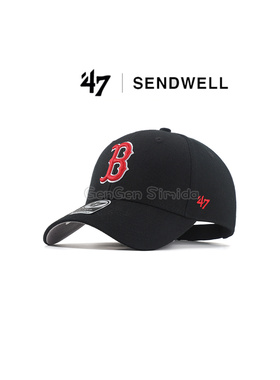 47brand帽子硬顶波士顿红袜队复古B字母棒球帽显脸小遮阳鸭舌帽潮