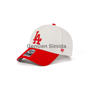 硬顶米色拼红色道奇队LA字母纪念款 47brand MVP 棒球帽复古鸭舌帽