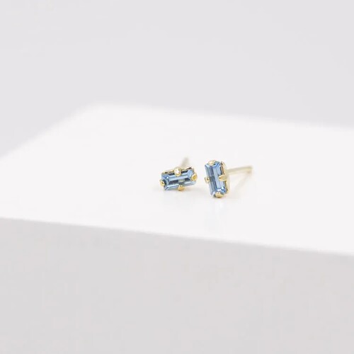 巴黎天空蓝水晶金色气质款耳钉