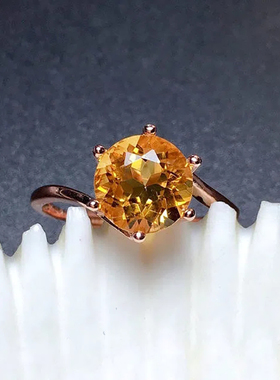 黄水晶宝石黄宝石日韩简约气质款