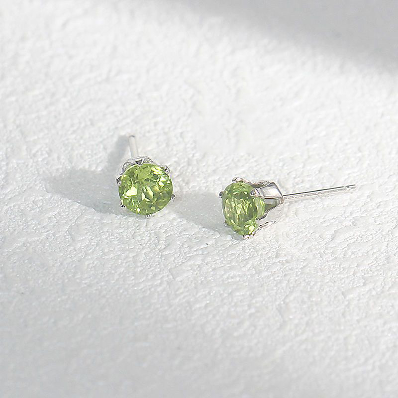 新款S925银迷你橄榄石耳钉小清新