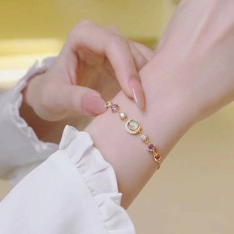 欧泊石水晶手链女款彩钻轻奢小众设计高级感ins个性简约气质手饰