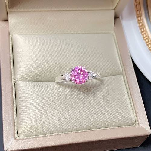 超闪粉钻高碳钻调节戒指精美时尚