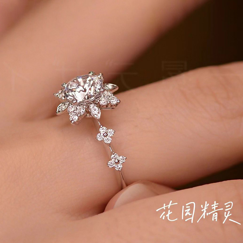 「花园精灵」不朽玫瑰钻戒指925银轻奢复古冷淡风设计感新款指环