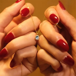 海蓝宝吊坠S925银个性百搭时尚高级感气势复古优雅锁骨链女款