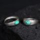 镀S925银手工制作情侣对戒光面镶嵌绿松石戒指复古民族风活口指环