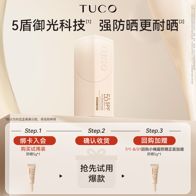 【天猫U先】TUCO小橘盾防晒霜5g防水防汗