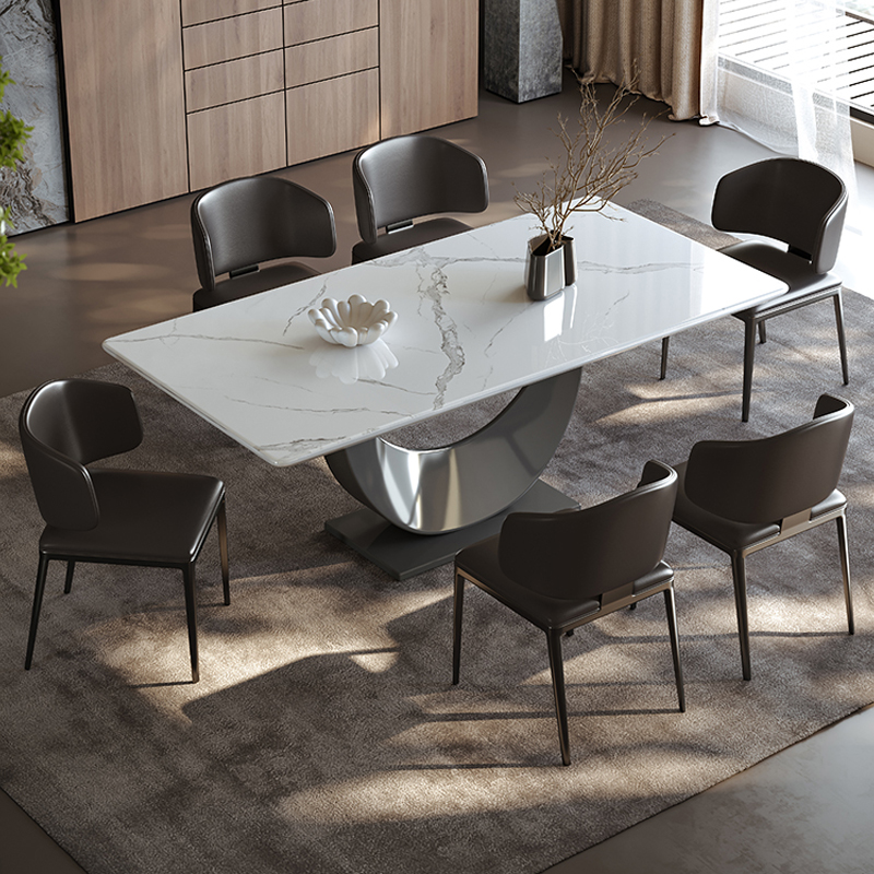 新款意式轻奢超晶石高端餐桌大小户型长方形餐桌家用餐桌椅组合