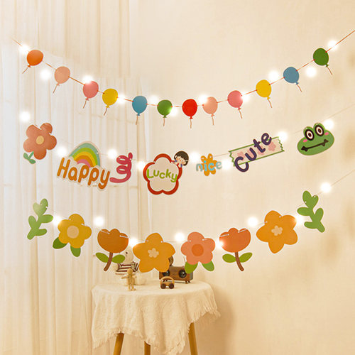 ins挂旗三角旗纸质派对生日装