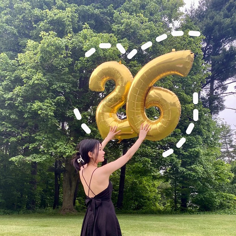 金色数字铝膜气球节日生日庆典