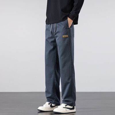 爆款2025男士秋冬款厚款休闲裤时尚阔腿莱塞尔长裤大裤脚裤子潮流