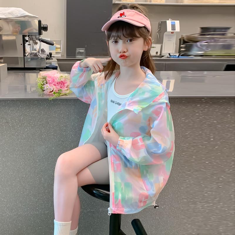 女童夏装防晒衣2025新款儿童洋气韩版女孩夏季字母防晒服外套薄款