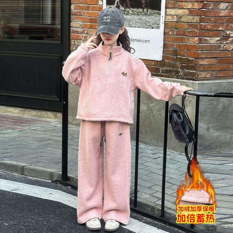 女童春秋卫衣2025新款韩版阔腿裤套装洋气女大童休闲运动服两件套