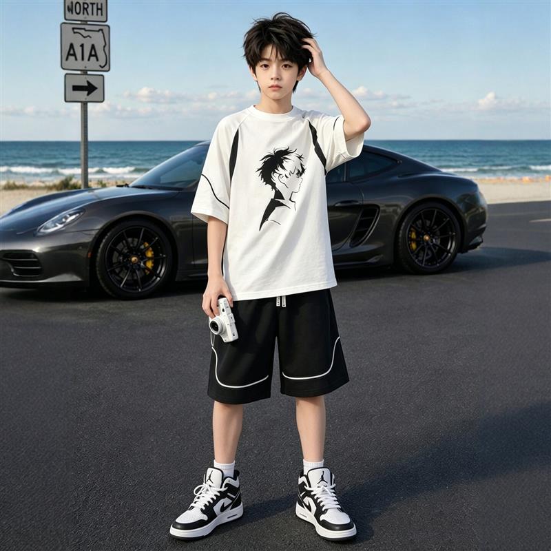 男童夏季套装2026新款韩版帅气男大童短袖儿童今年超流行爆款夏装