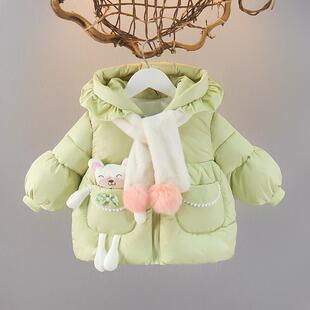 女童冬装棉衣女宝宝加绒加厚棉袄外套2024冬季新款小女孩羽绒棉服