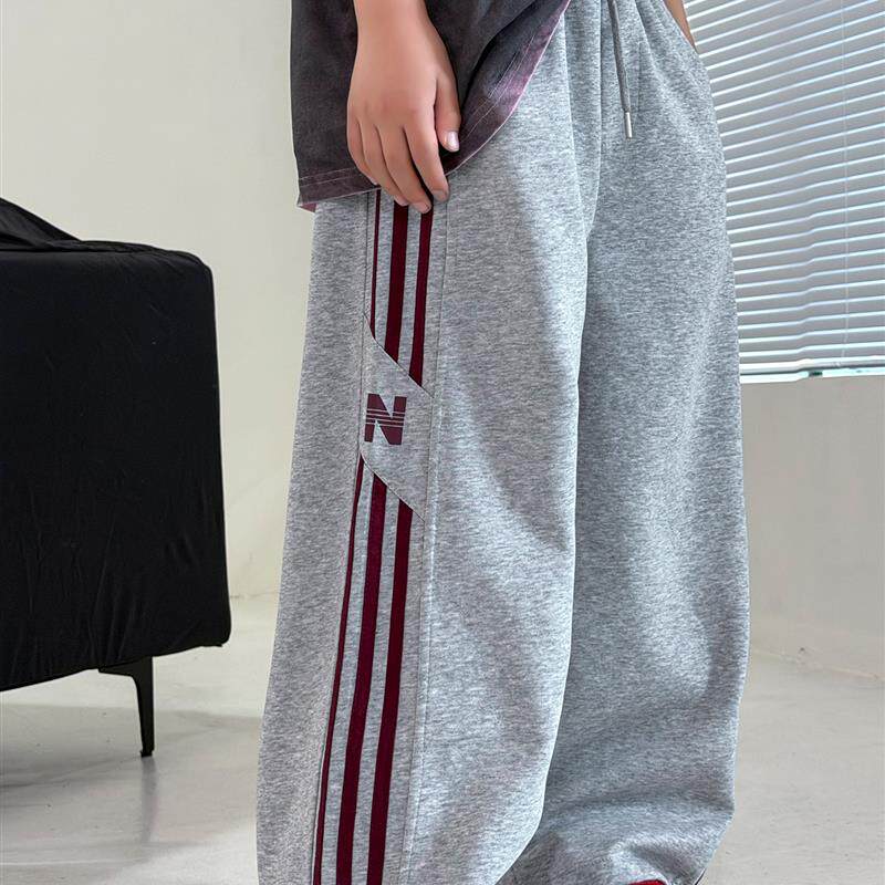 男童裤子夏季薄款2026新款儿童夏装痞帅休闲运动直筒阔腿防蚊长裤