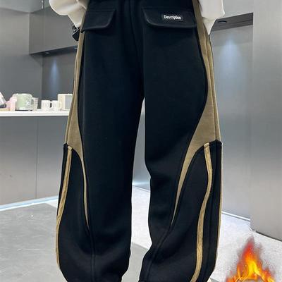 儿童装男童加绒裤子2025新款男孩中大童秋冬款加厚冬季运动卫裤潮