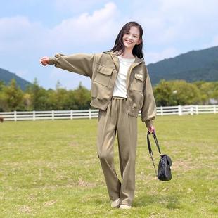 女童外套春秋款2024新款儿童秋装运动套装大童女装女孩初中生卫衣