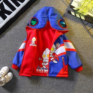 奥特曼衣服男童两面穿外套春秋款24新款酷帅气男孩秋季儿童冲锋衣