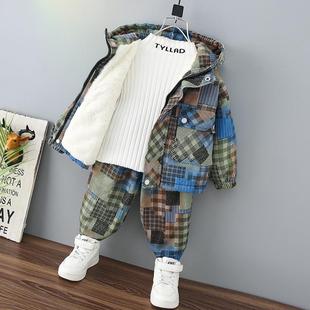 儿童秋冬装套装男童加绒加厚童装二三四五岁潮宝宝酷帅冬装两件套