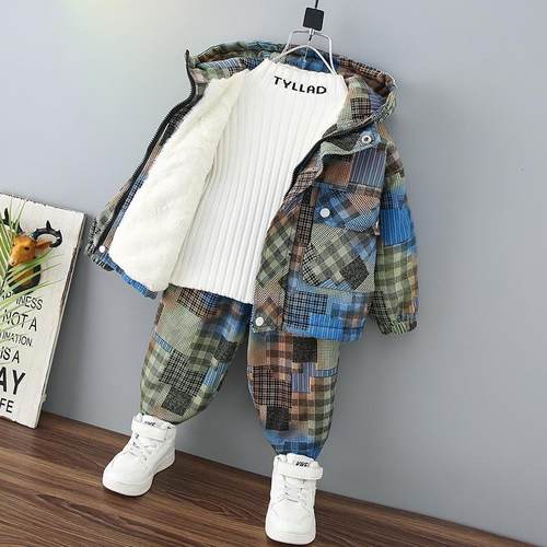 儿童秋冬装套装男童加绒加厚童装二三四五岁潮宝宝酷帅冬装两件套