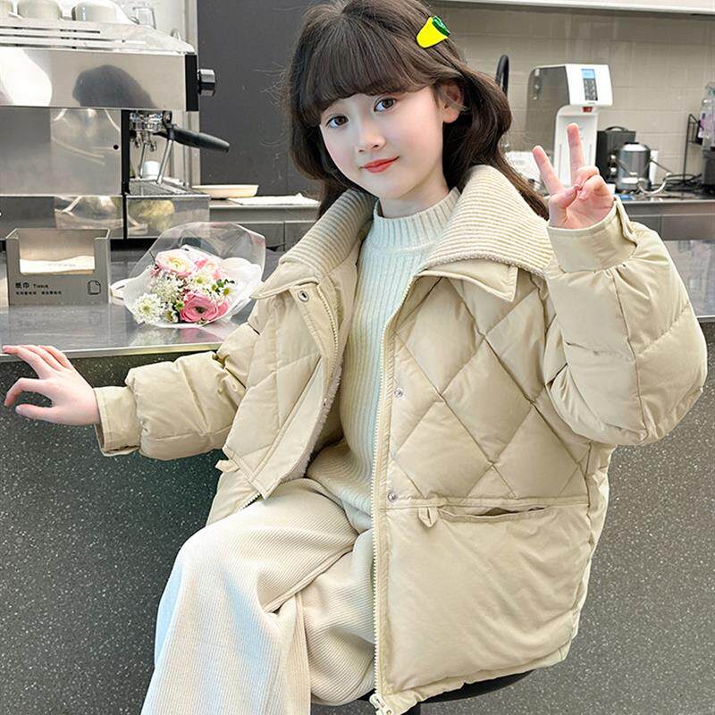 女童棉衣冬装2025新款儿童洋气加绒羽绒棉服冬季女孩棉袄韩版外套